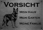 Preview: Edelstahl Warnschild Deutscher Schäferhund VORSICHT Mein Haus mein Garten meine Familie